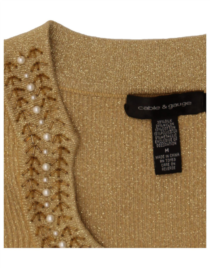 VINTAGE Womens Long Sleeve Blouse Top UK 14 Medium Gold Flecked Silk Vintage Vintage and Second-Hand Vintage from Messina Hembry 