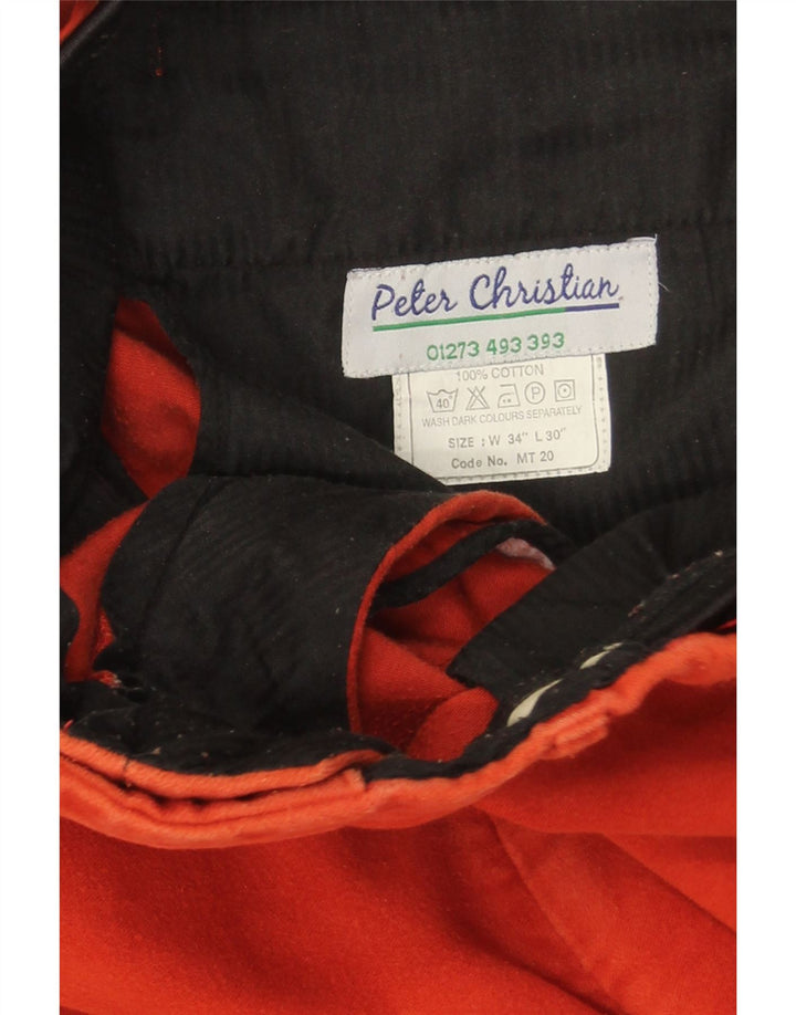 PETER CHRISTIAN Mens Straight Chino Trousers W34 L30 Red Cotton