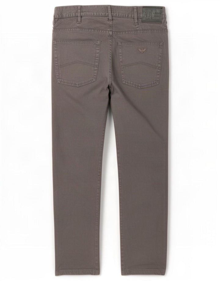 Armani Mens Regular Fit Casual Trousers W34 L28 Grey Cotton