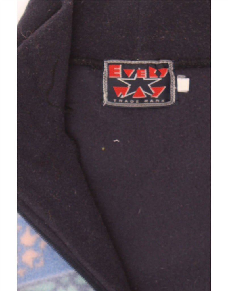 VINTAGE Mens Zip Neck Fleece Jumper Large Navy Blue Fair Isle Polyester Vintage Vintage and Second-Hand Vintage from Messina Hembry 