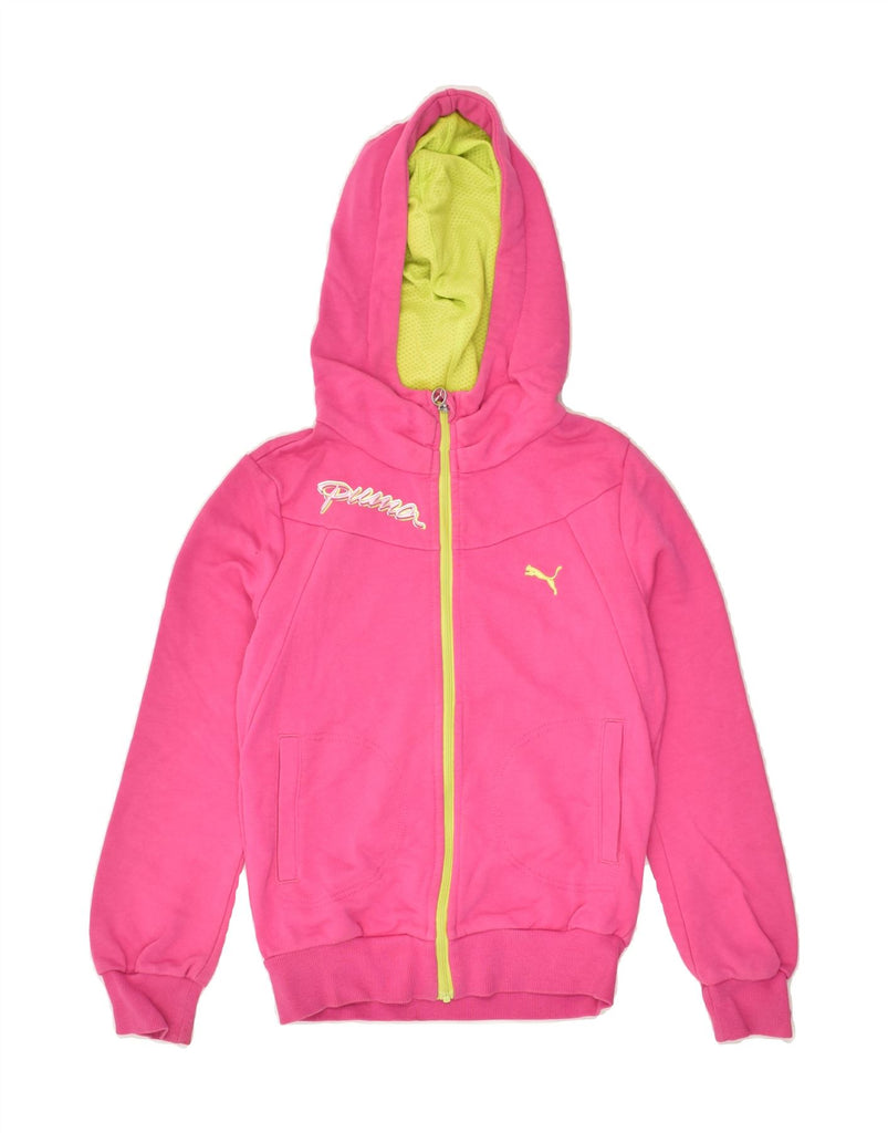 PUMA Girls Zip Hoodie Sweater 9-10 Years Pink Cotton | Vintage Puma | Thrift | Second-Hand Puma | Used Clothing | Messina Hembry 