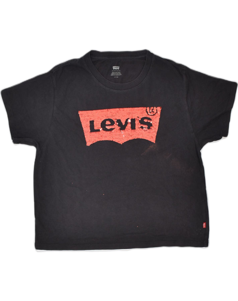 LEVI'S Womens Oversized Graphic T-Shirt Top UK 10 Small Black Cotton | Vintage | Thrift | Second-Hand | Used Clothing | Messina Hembry 