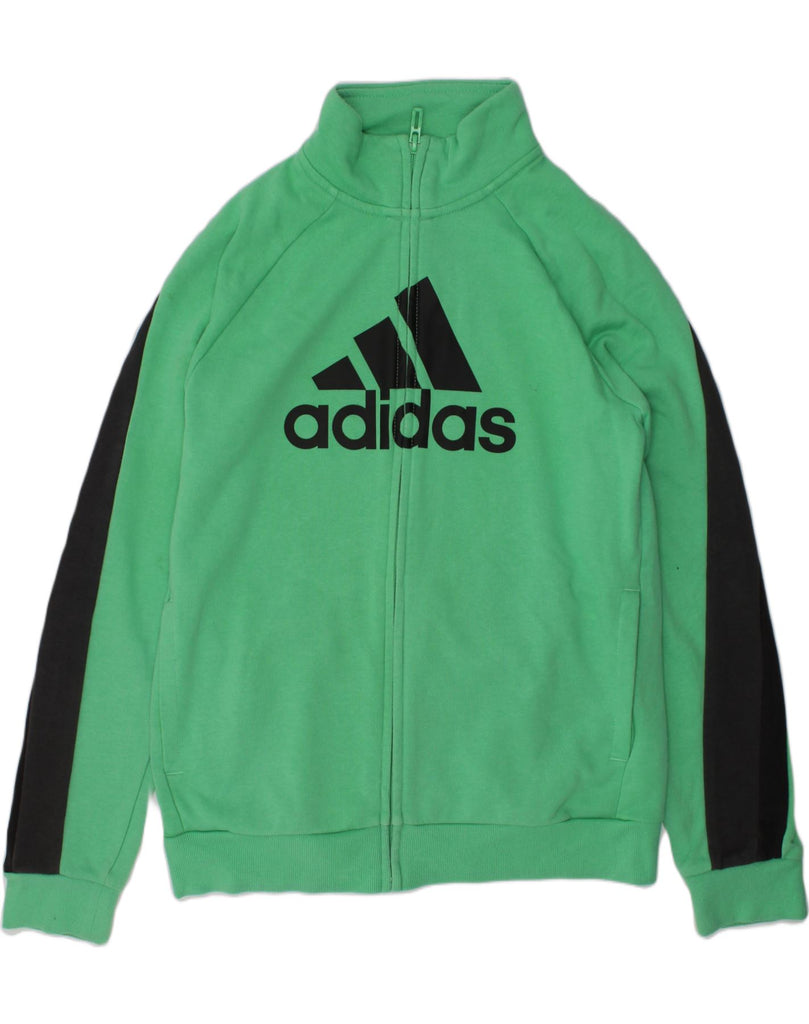 ADIDAS Boys Graphic Tracksuit Top Jacket 11-12 Years Green Cotton | Vintage Adidas | Thrift | Second-Hand Adidas | Used Clothing | Messina Hembry 