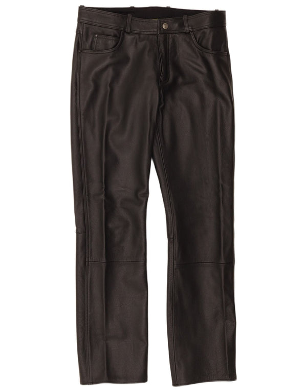 Highway 1 Mens Straight Leather Trousers IT 50 Large W34 L32 Black Leather