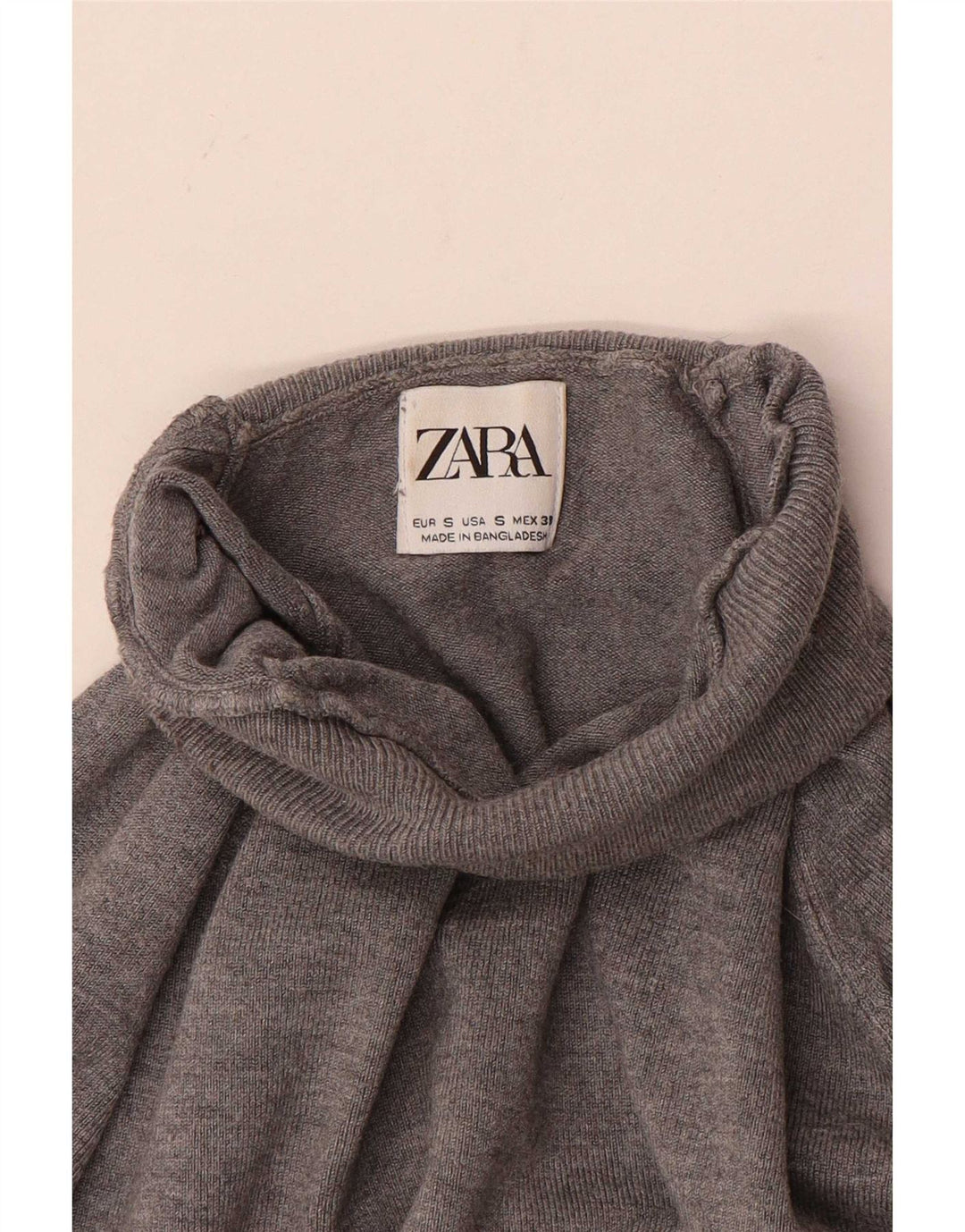 Zara Mens Roll Neck Jumper Sweater Small Grey
