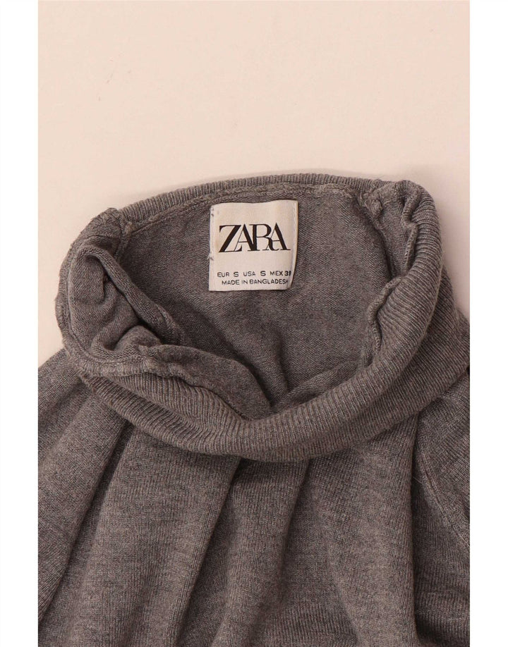 Zara Mens Roll Neck Jumper Sweater Small Grey