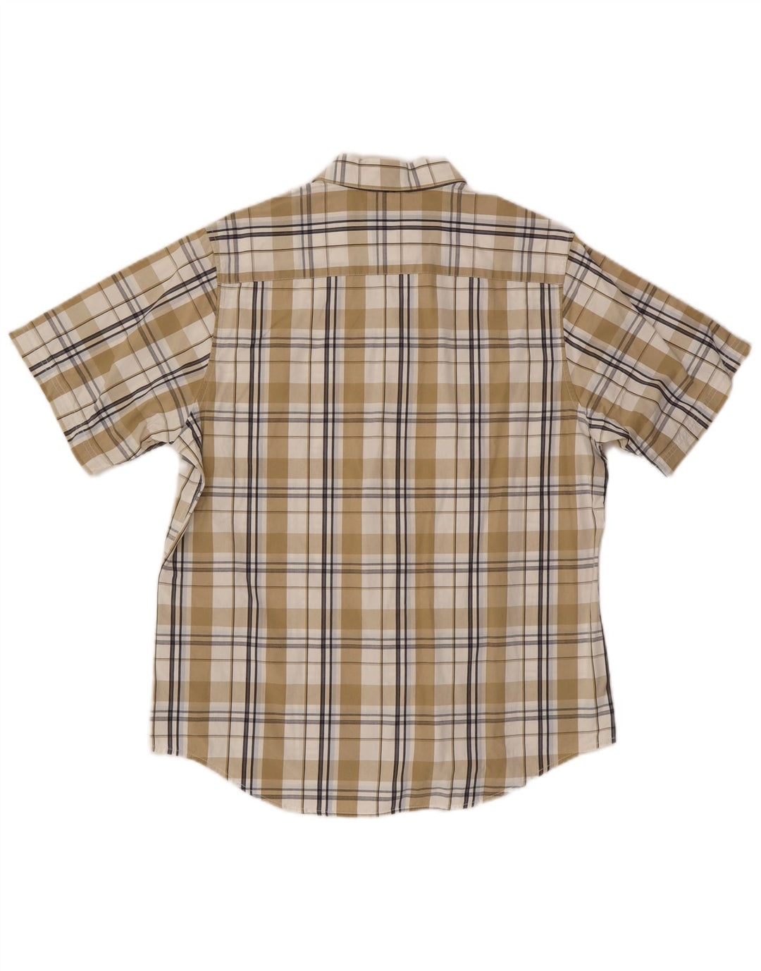 Timberland Mens Short Sleeve Shirt Large Beige Check Cotton
