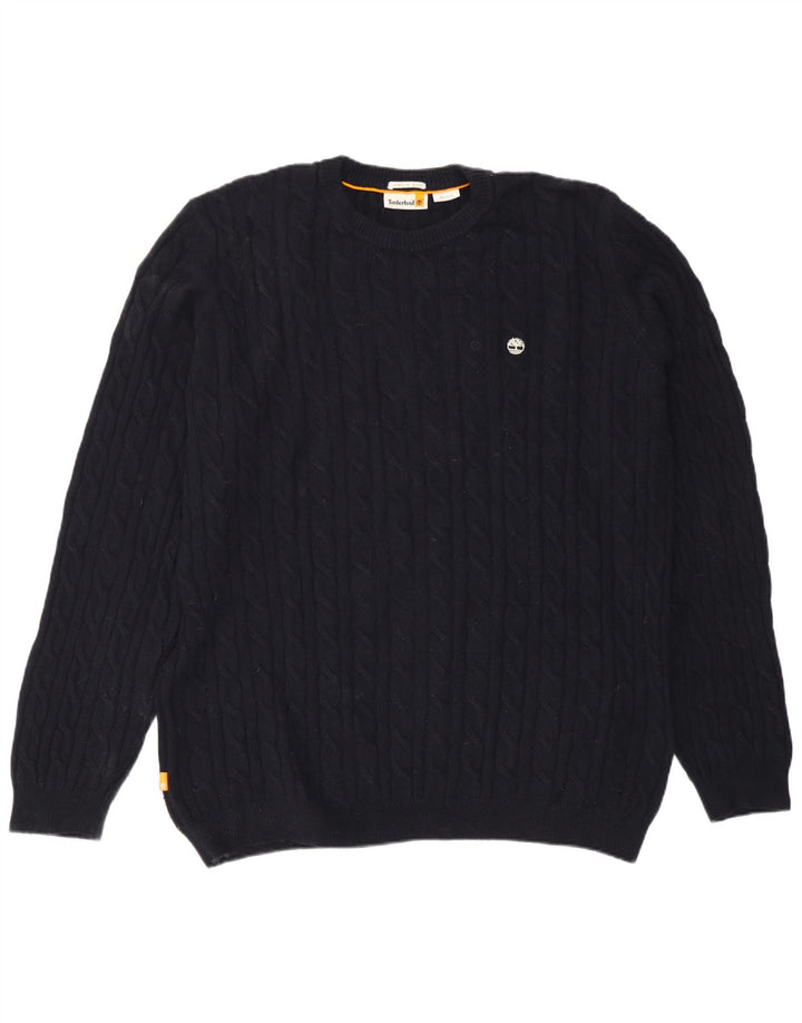 Timberland Mens Crew Neck Jumper Sweater 2XL Navy Blue Lambswool