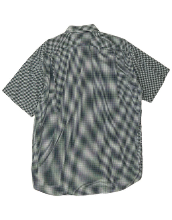 Lacoste Mens Short Sleeve Shirt Size 41 Large Green Gingham Cotton