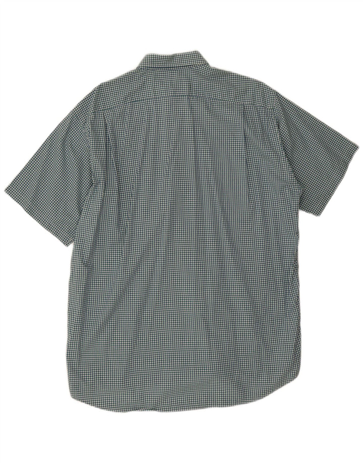 Lacoste Mens Short Sleeve Shirt Size 41 Large Green Gingham Cotton