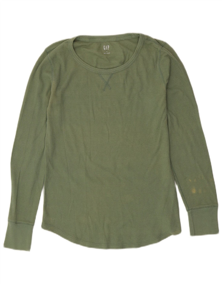 GAP Womens Top Long Sleeve UK 12 Medium Green