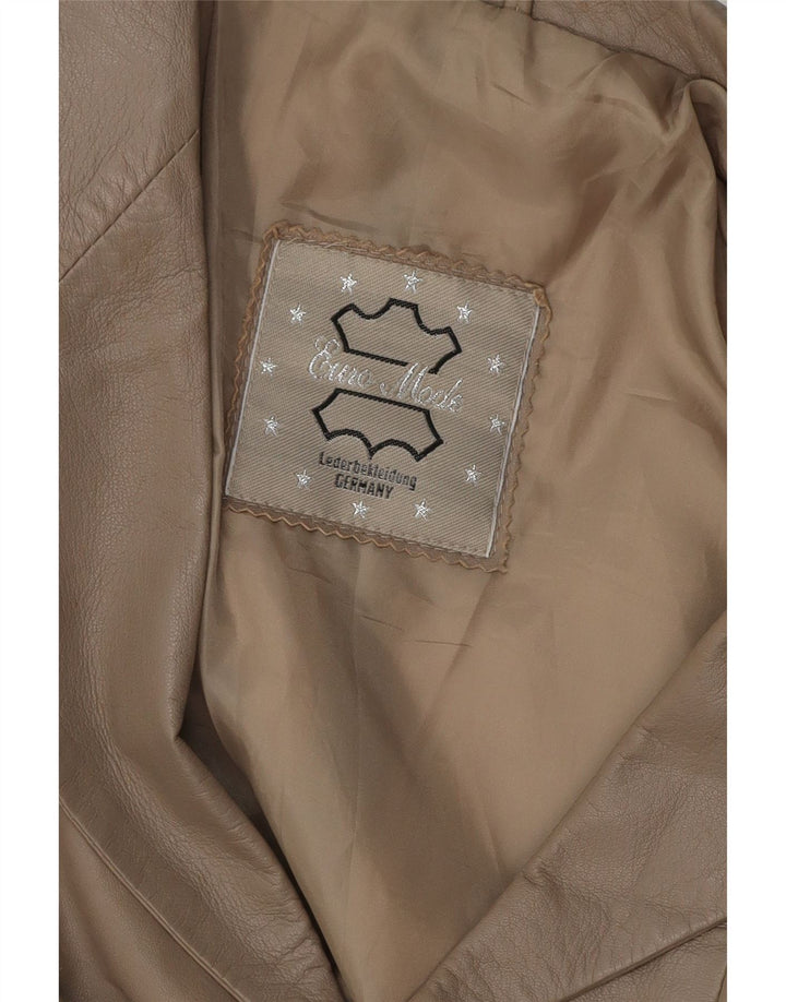 VINTAGE Womens 3 Button Leather Blazer Jacket UK 16 Large Grey Leather