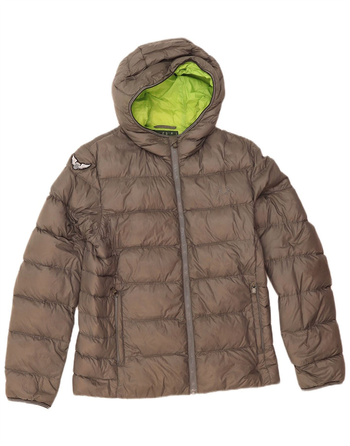 Fred Perry Mens Hooded Padded Jacket UK 36 Small Grey