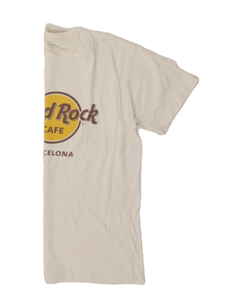 HARD ROCK CAFE Mens Barcelona Graphic T-Shirt Top Medium White Cotton | Vintage Hard Rock Cafe | Thrift | Second-Hand Hard Rock Cafe | Used Clothing | Messina Hembry 