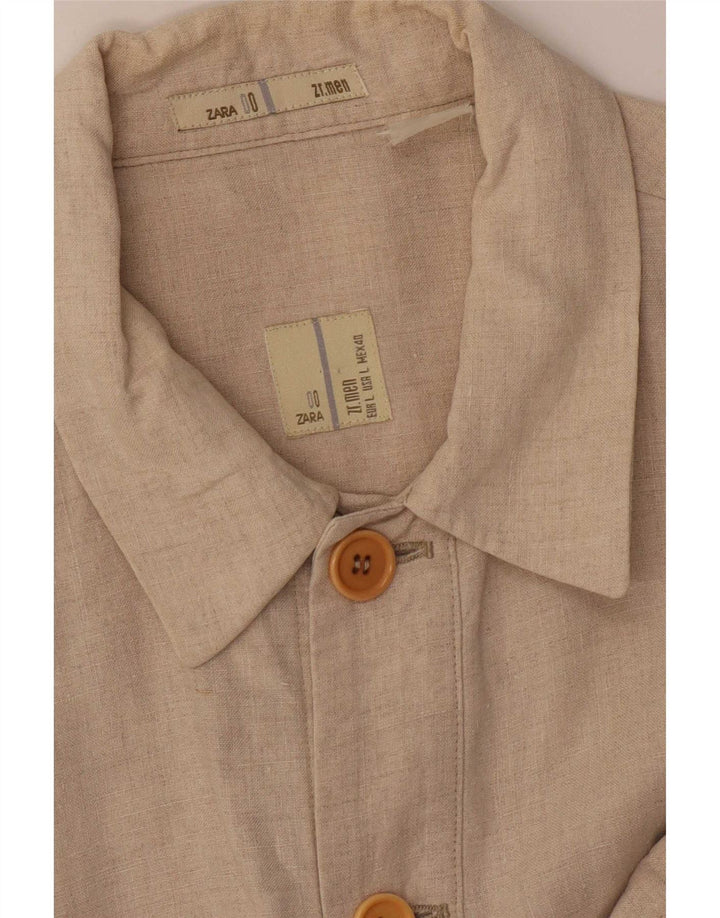 Zara Mens Overcoat UK 40 Large Beige