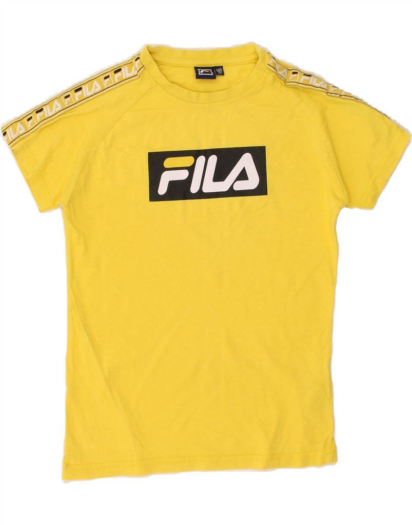 FILA Boys Graphic T-Shirt Top 9-10 Years Yellow Cotton | Vintage Fila | Thrift | Second-Hand Fila | Used Clothing | Messina Hembry 