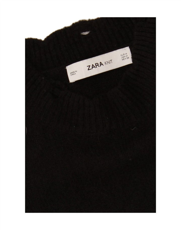 ZARA Womens Oversized Crop Turtle Neck Jumper Sweater UK 14 Medium Black Vintage Zara and Second-Hand Zara from Messina Hembry 