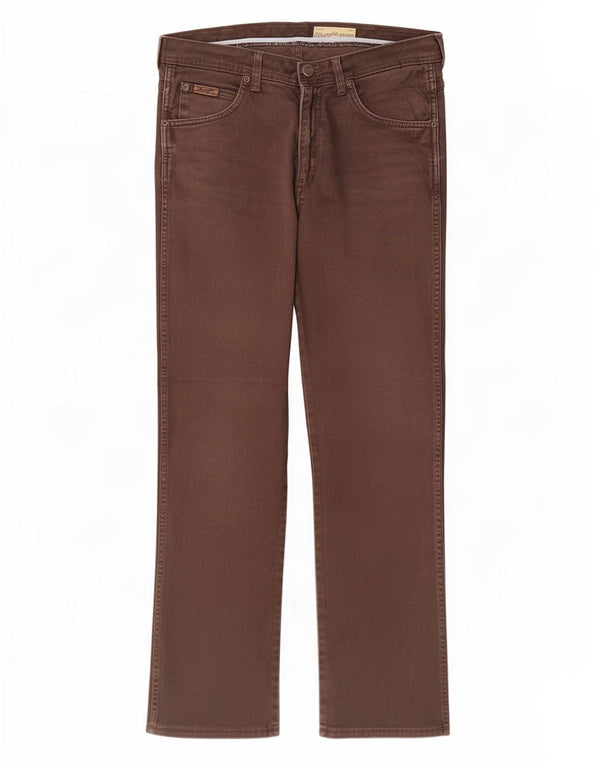 Wrangler Mens Arizona Straight Jeans W33 L32 Brown Cotton
