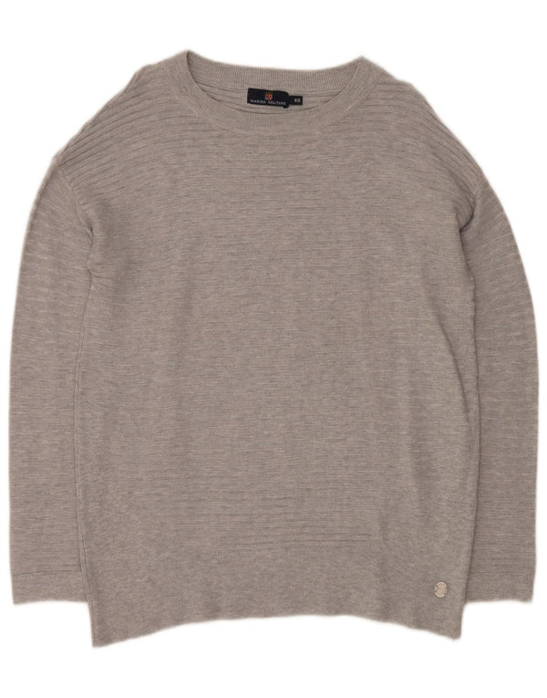 Marina Militare Womens Boat Neck Jumper Sweater UK 6 XS Grey Striped