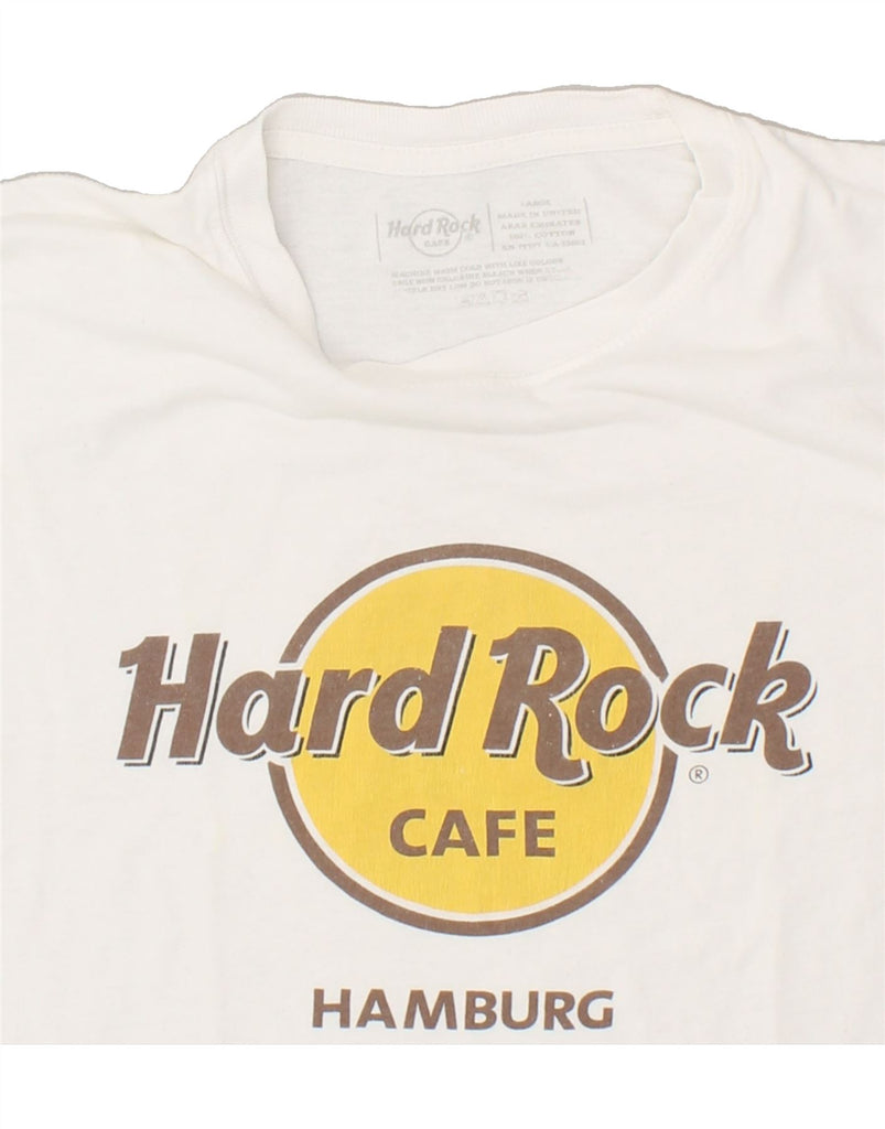 HARD ROCK CAFE Mens Hamburg Graphic T-Shirt Top Large White Cotton | Vintage Hard Rock Cafe | Thrift | Second-Hand Hard Rock Cafe | Used Clothing | Messina Hembry 