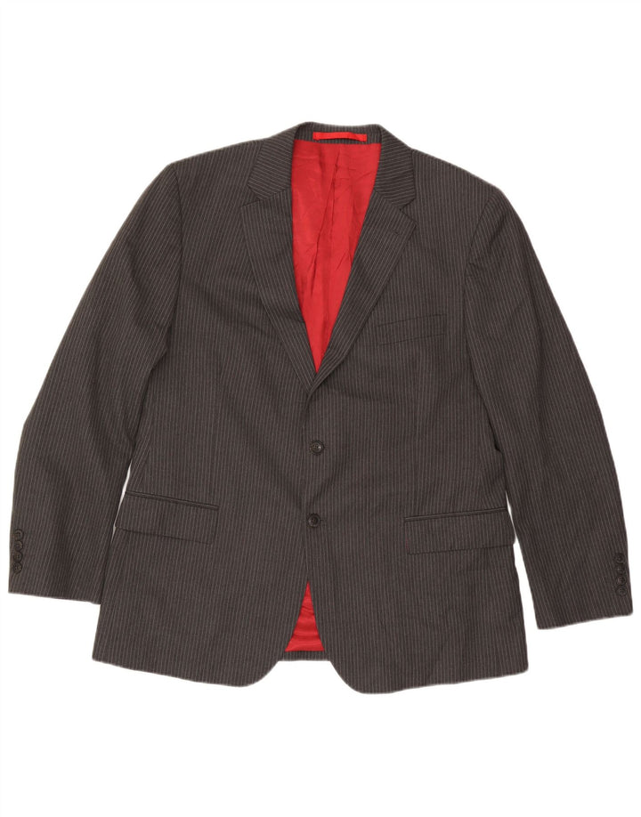 Marks & Spencer Mens 2 Button Blazer Jacket UK 44 XL Grey Pinstripe