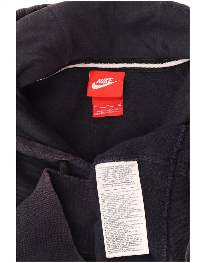 Nike Mens Graphic Hoodie Jumper Medium Navy Blue Cotton