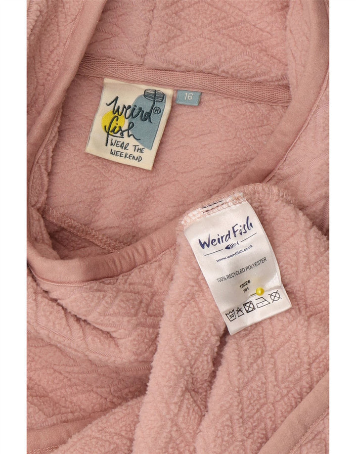 Weird Fish Womens Fleece Jumper UK 16 Large Pink Argyle/Diamond Polyester