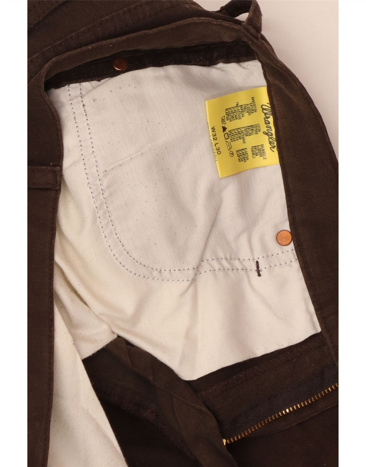 WRANGLER Mens Straight Casual Trousers W32 L30 Brown Cotton