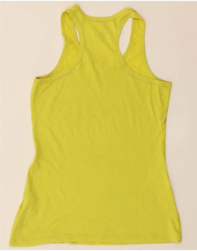 NIKE Womens Graphic Vest Top UK 12 Medium Yellow Cotton Vintage Nike and Second-Hand Nike from Messina Hembry 