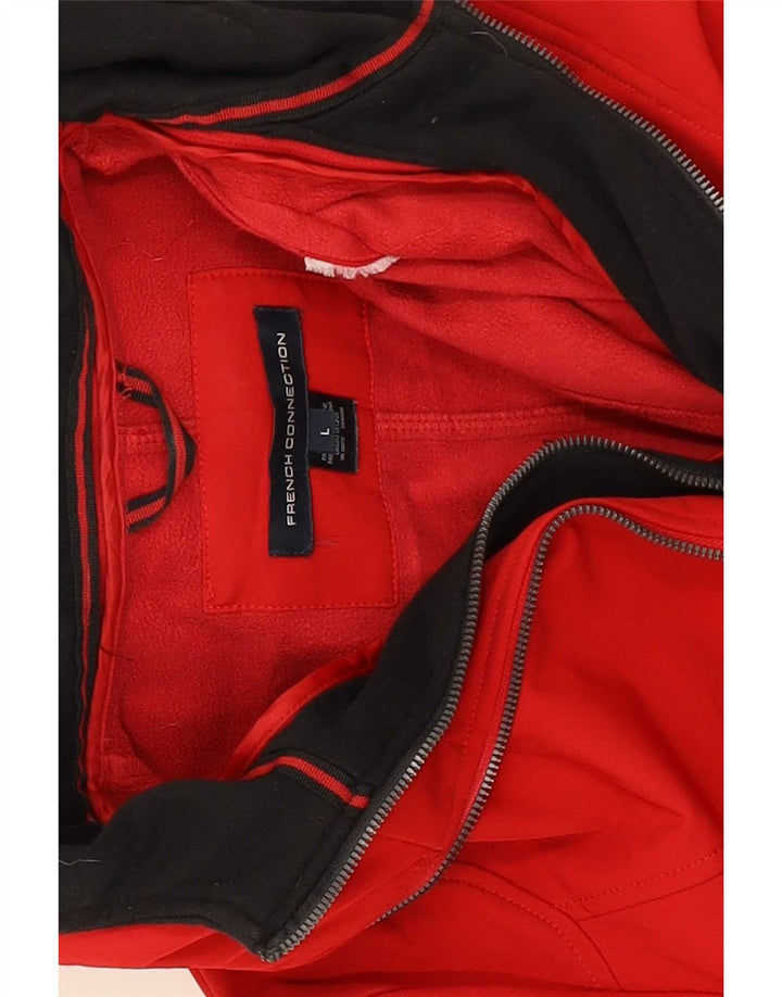 French Connection Womens Hooded Regular Fit Rain Jacket UK 14 Large Red