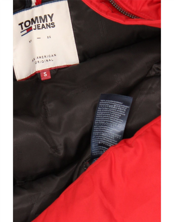 Tommy Hilfiger Womens Hooded Padded Jacket UK 10 Small Red Polyester