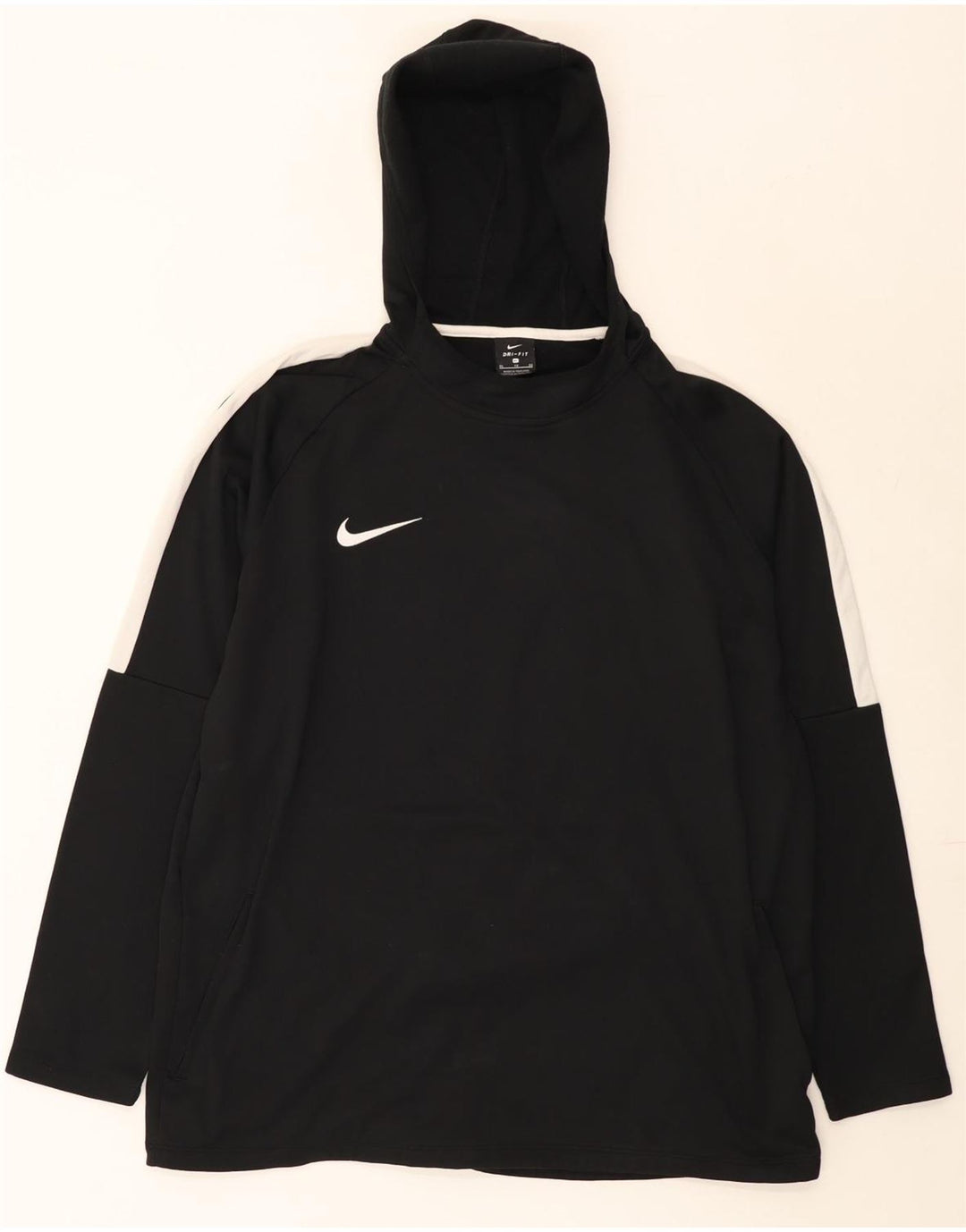 Nike Mens Dri Fit Hooded Top Long Sleeve XL Black Colourblock Polyester