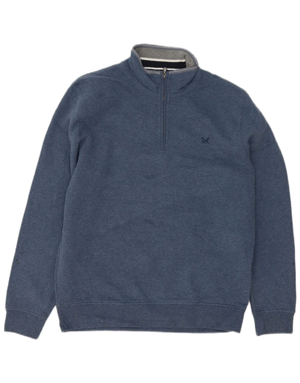 Crew Clothing Mens Zip Neck Sweatshirt Jumper Large Navy Blue Cotton