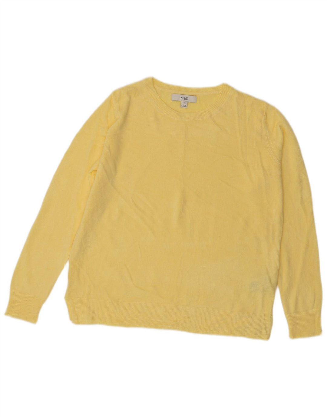 MARKS & SPENCER Womens Crew Neck Jumper Sweater UK 12 Medium Yellow