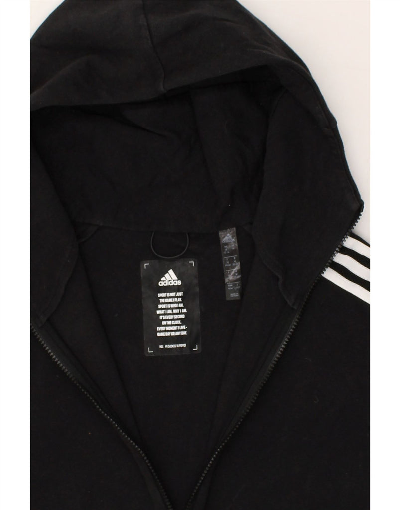 ADIDAS Womens Zip Hoodie Sweater UK 12/14 Medium Black Cotton | Vintage Adidas | Thrift | Second-Hand Adidas | Used Clothing | Messina Hembry 