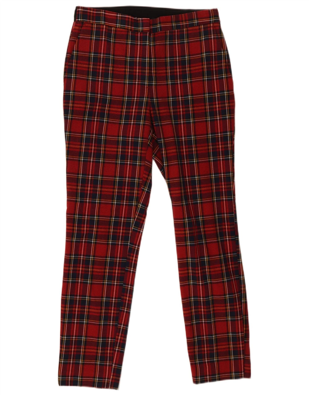 Zara Womens Skinny Chino Trousers Medium W28 L26 Red Check Polyester