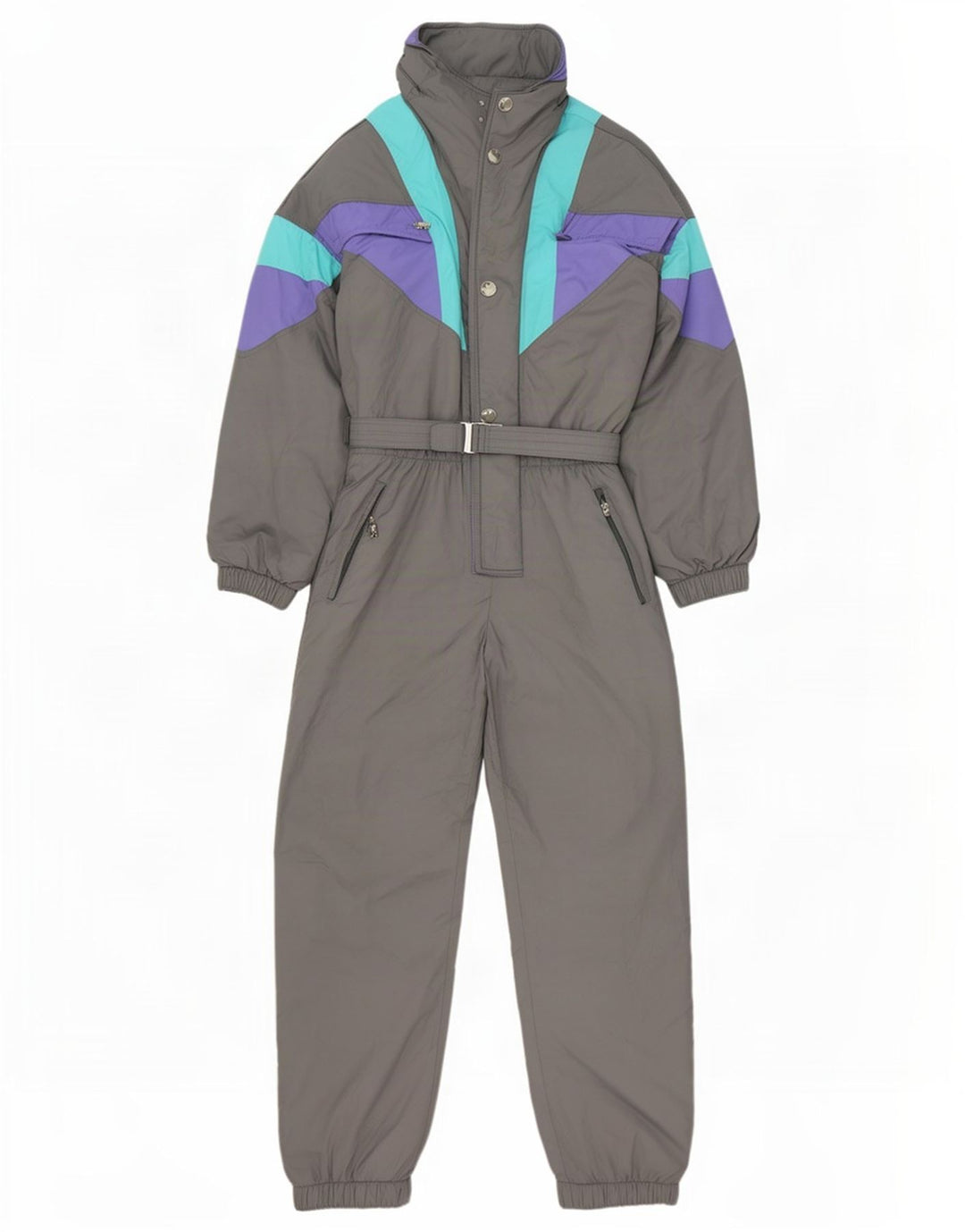 Vintage Mens Ski Jumpsuit Small Grey Colourblock