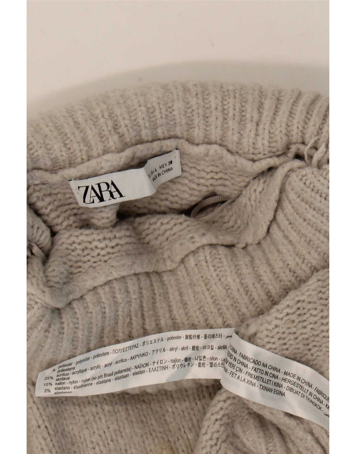 Zara Womens Oversized Roll Neck Jumper Sweater UK 14 Large Grey Polyester