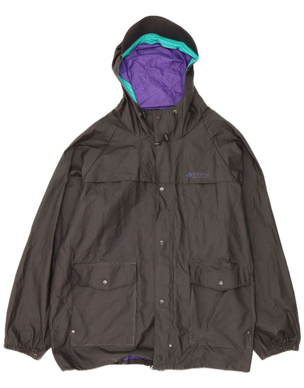 Columbia Mens Hooded Rain Jacket UK 40 Large Black Nylon