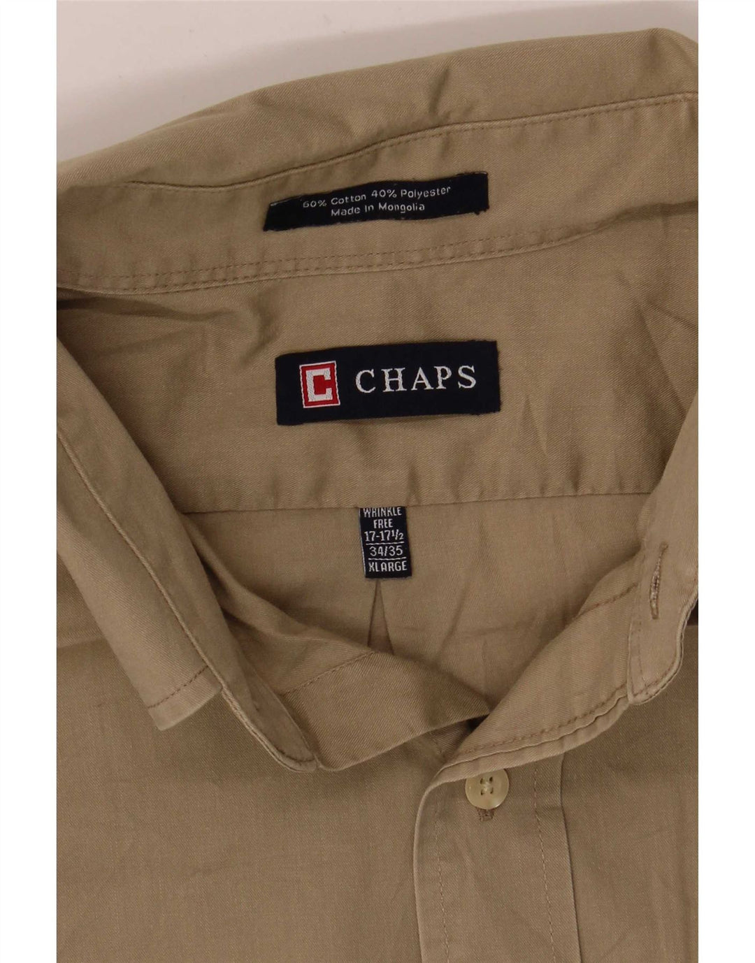 Chaps Mens Shirt Size 17 1/2 XL Khaki Cotton