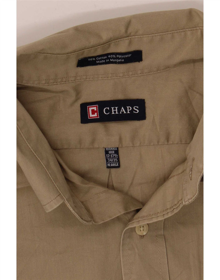Chaps Mens Shirt Size 17 1/2 XL Khaki Cotton