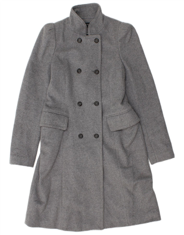 Zara Womens Double Breasted Coat UK 12 Medium Grey Wool