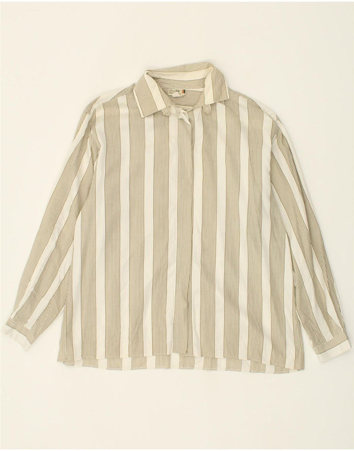 RESI HAMMERER  Womens Oversized Longline Shirt EU 38 Medium Beige Striped Vintage Resi Hammerer and Second-Hand Resi Hammerer from Messina Hembry 