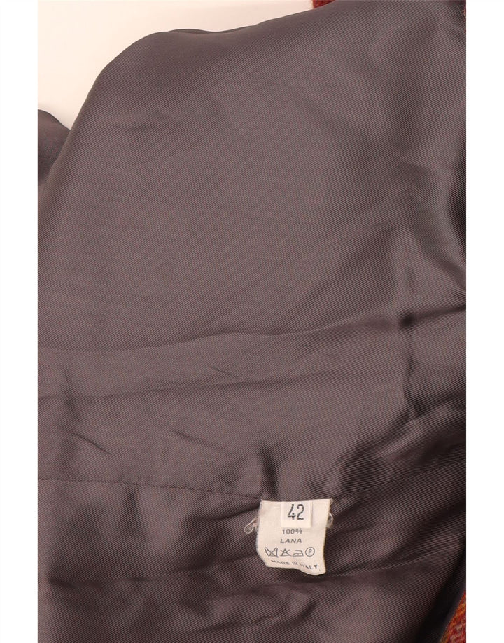 Lanolini  Womens 3 Button Blazer Jacket IT 42 Medium Brown Check Wool