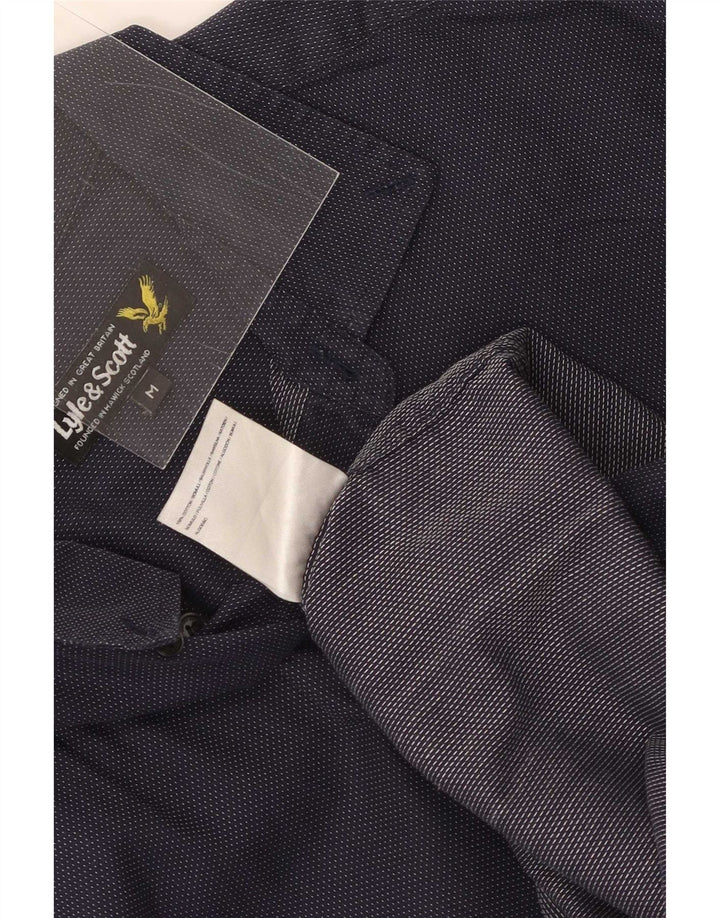 Lyle & Scott Mens Shirt Medium Navy Blue Spotted Cotton