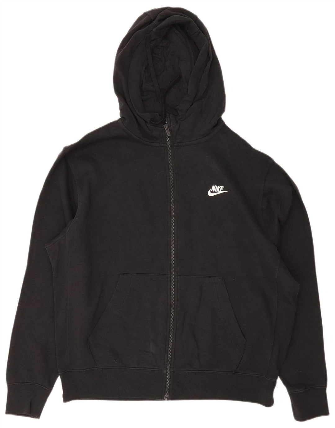 Nike Mens Zip Hoodie Sweater Large Black Cotton