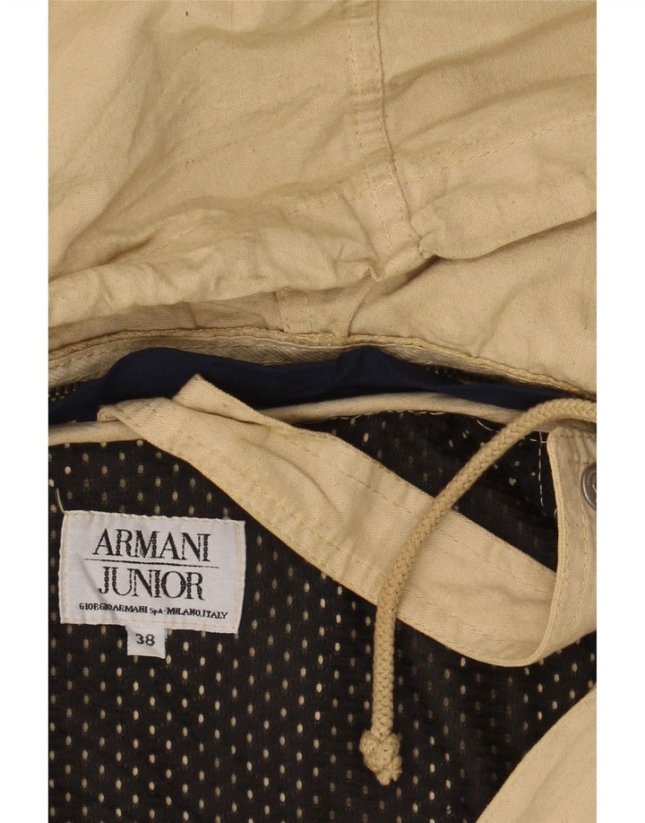 ARMANI Boys Hooded Bomber Jacket 13-14 Years Beige Cotton Vintage Armani and Second-Hand Armani from Messina Hembry 