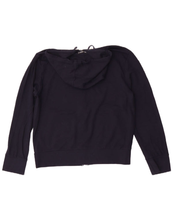 Zara Womens Zip Hoodie Sweater UK 14 Medium Navy Blue Viscose