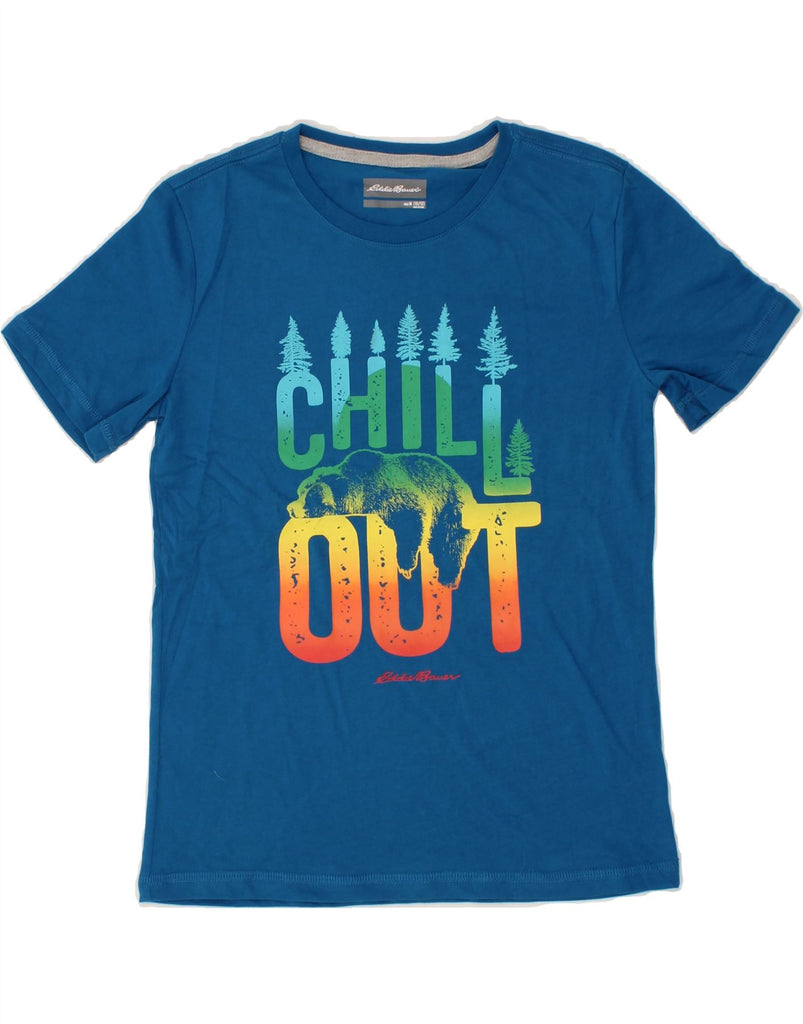 EDDIE BAUER Boys Graphic T-Shirt Top 10-11 Years Medium Blue Cotton Vintage Eddie Bauer and Second-Hand Eddie Bauer from Messina Hembry 