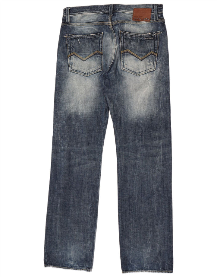 Energe Mens Straight Jeans W33 L34 Blue Cotton